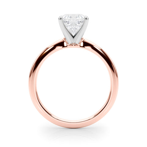 Rose gold Cushion Solitaire Engagement Ring with Classic Band and Four-Prong Setting