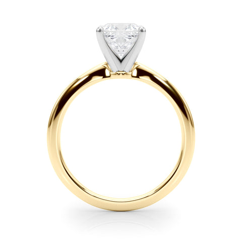 Yellow gold Cushion Solitaire Engagement Ring with Classic Band and Four-Prong Setting