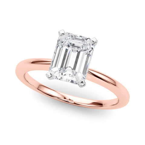 Rose gold Radiant Solitaire Engagement Ring with Classic Band and Four-Prong Setting