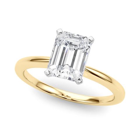 Yellow gold Radiant Solitaire Engagement Ring with Classic Band and Four-Prong Setting