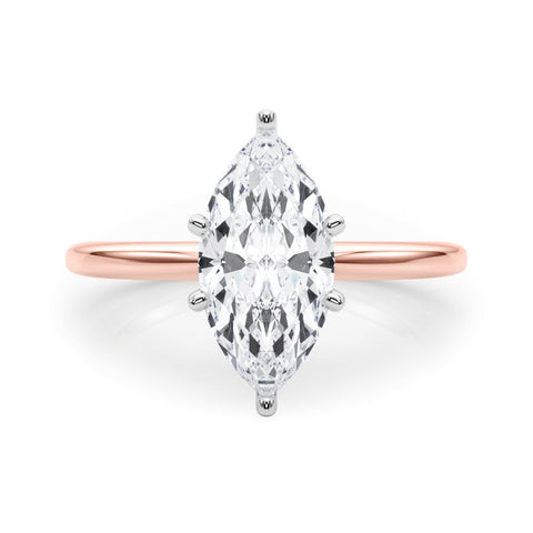 Rose gold Marquise Solitaire Engagement Ring with Classic Band and Four-Prong Setting