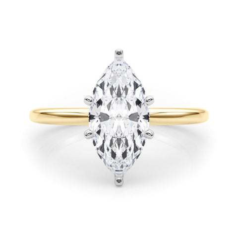 Yellow gold Marquise Solitaire Engagement Ring with Classic Band and Four-Prong Setting