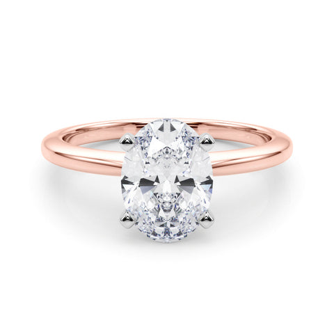 Rose gold Oval Solitaire Engagement Ring with Classic Band and Four-Prong Setting