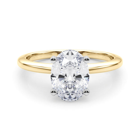 Yellow gold Oval Solitaire Engagement Ring with Classic Band and Four-Prong Setting