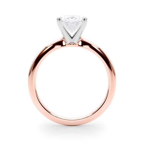 Rose gold Oval Solitaire Engagement Ring with Classic Band and Four-Prong Setting