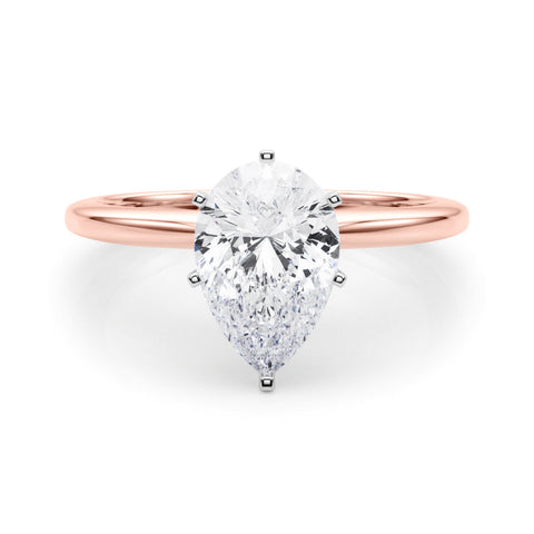 Rose gold Pear Solitaire Engagement Ring with Classic Band and Four-Prong Setting