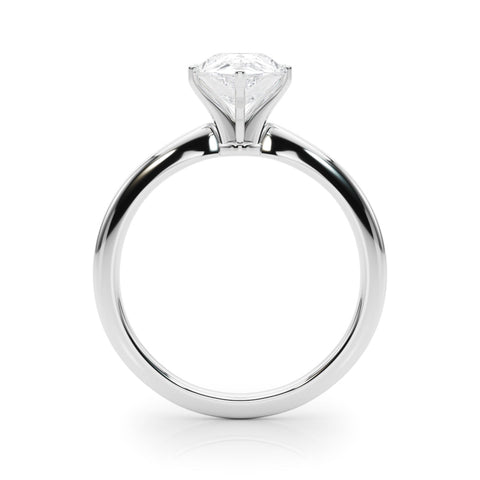 Silver Pear Solitaire Engagement Ring with Classic Band and Four-Prong Setting