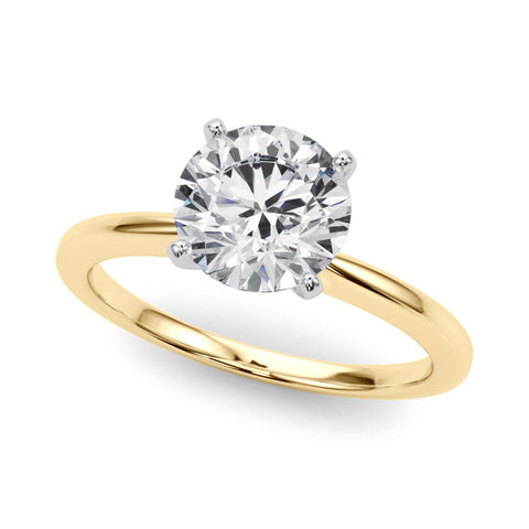 Yellow gold Heart Solitaire Engagement Ring with Classic Band and Four-Prong Setting