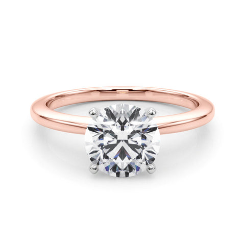 Rose gold Heart Solitaire Engagement Ring with Classic Band and Four-Prong Setting
