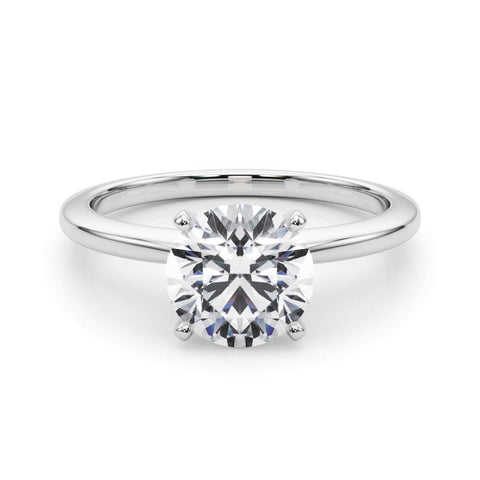 Platinum Round Solitaire Engagement Ring with Classic Band and Four-Prong Setting