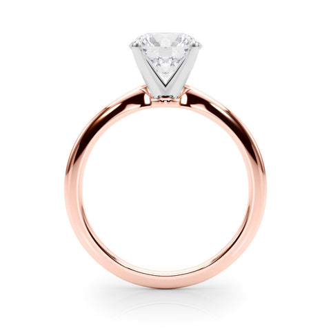 Rose gold Heart Solitaire Engagement Ring with Classic Band and Four-Prong Setting