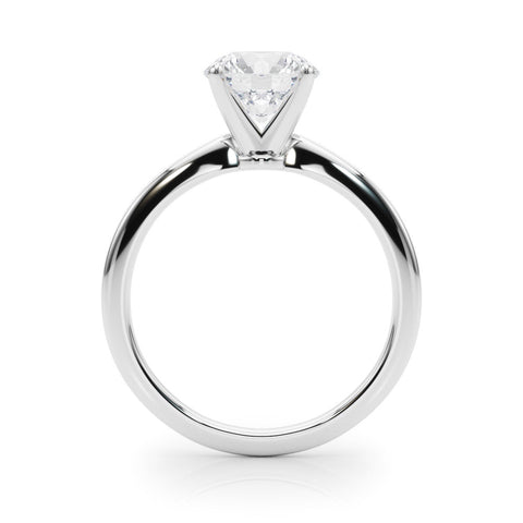 Platinum Round Solitaire Engagement Ring with Classic Band and Four-Prong Setting