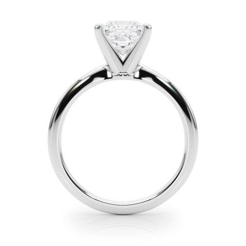 White gold Princess Solitaire Engagement Ring with Classic Band and Four-Prong Setting