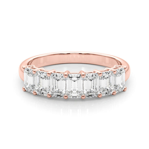 Rose gold Emerald Cut Diamond Half Eternity Band with Prong Setting