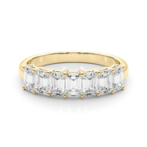 Yellow gold Emerald Cut Diamond Half Eternity Band with Prong Setting