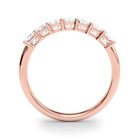Rose gold Emerald Cut Diamond Half Eternity Band with Prong Setting