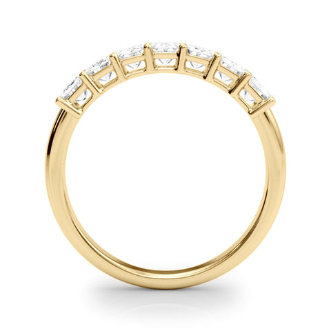 Yellow gold Emerald Cut Diamond Half Eternity Band with Prong Setting