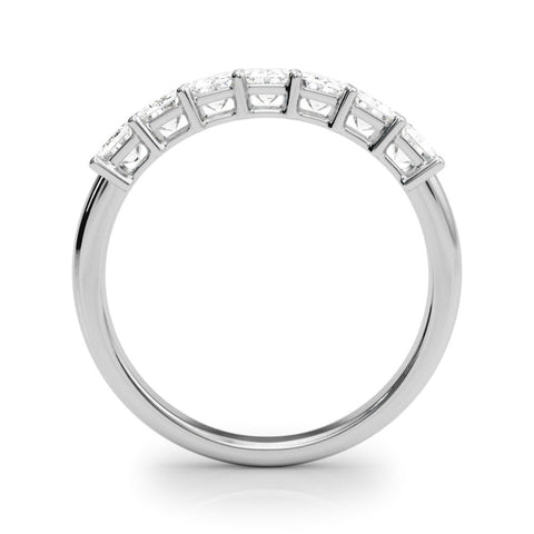 White gold Emerald Cut Diamond Half Eternity Band with Prong Setting