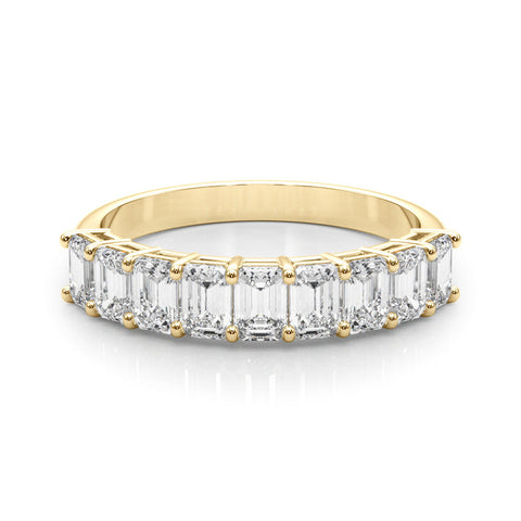 Yellow gold Emerald Cut Diamond Prong Set Eternity Band