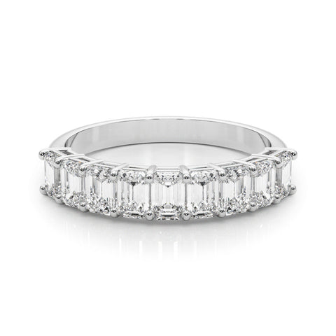 Platinum Emerald Cut Diamond Prong Set Eternity Band