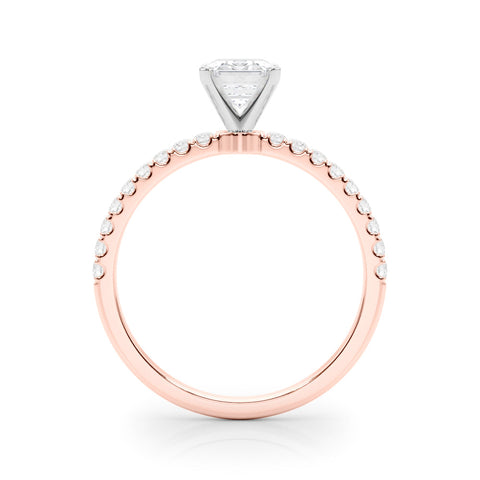Rose gold Radiant Solitaire Diamond Pavé Band with Four-Prong Setting