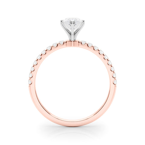 Rose gold Marquise Solitaire Diamond Pavé Band with Six-Prong Setting