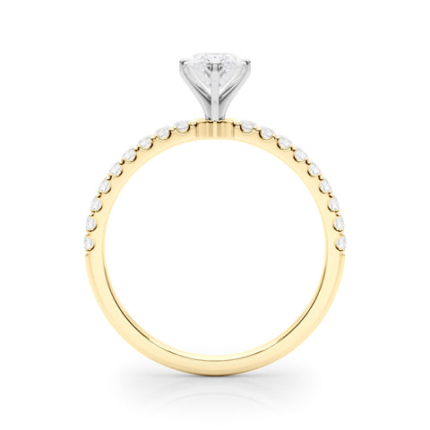 Yellow gold Marquise Solitaire Diamond Pavé Band with Six-Prong Setting