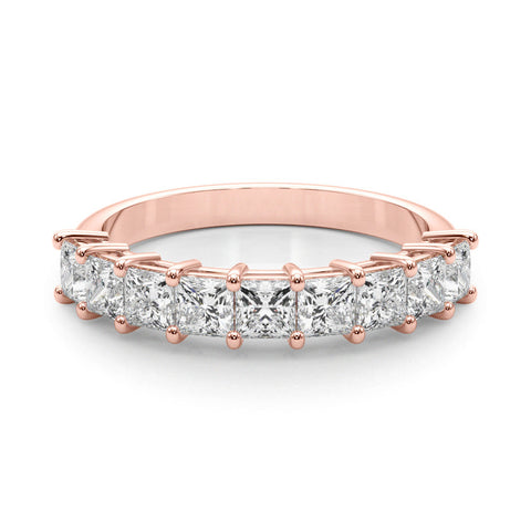 Rose gold Princess Cut Diamond Prong Set Eternity Band