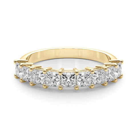Yellow gold Princess Cut Diamond Prong Set Eternity Band