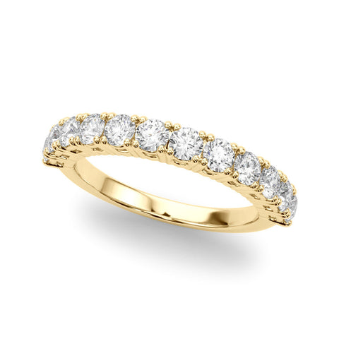 Yellow gold Round Diamond Half-Eternity Band with Shared Prong Setting