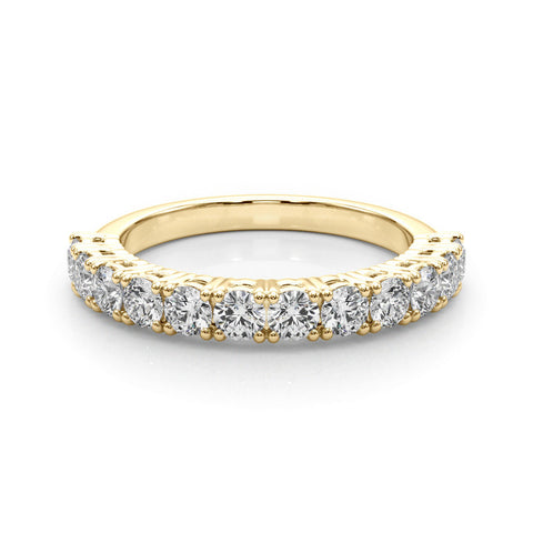 Yellow gold Round Diamond Half-Eternity Band with Shared Prong Setting