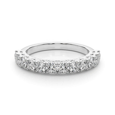White gold Round Diamond Half-Eternity Band with Shared Prong Setting