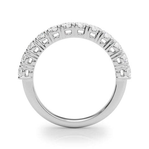 White gold Round Diamond Half-Eternity Band with Shared Prong Setting
