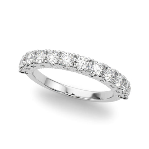 White gold Round Diamond Half-Eternity Band with Shared Prong Setting