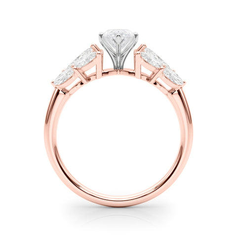 Rose gold Marquise Diamond Cluster Leaf Design Ring with Prong Setting