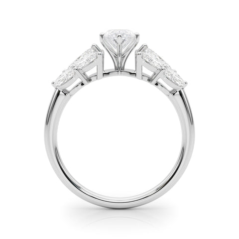 Platinum Marquise Diamond Cluster Leaf Design Ring with Prong Setting