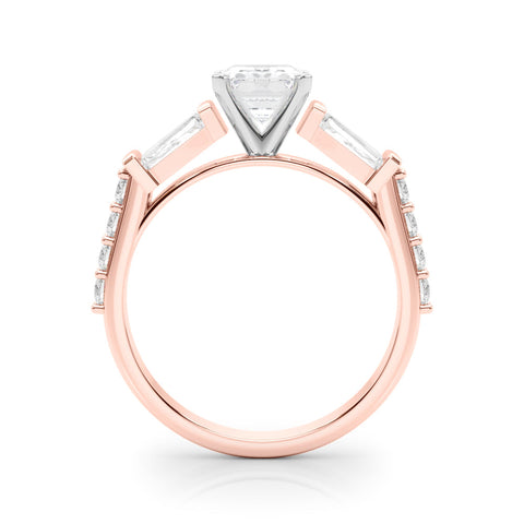 Rose gold Radiant Solitaire Baguette Side Stone Channel Set Engagement Ring
