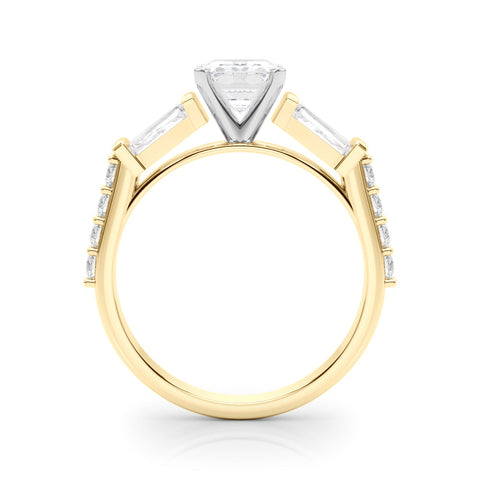 Yellow gold Radiant Solitaire Baguette Side Stone Channel Set Engagement Ring