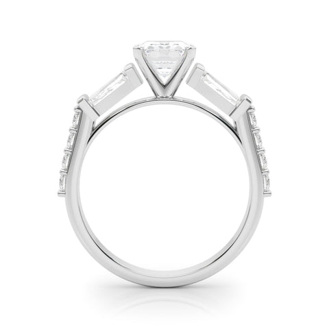 White gold Radiant Solitaire Baguette Side Stone Channel Set Engagement Ring