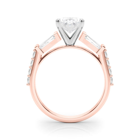 Rose gold Oval Solitaire Baguette Side Stone Channel Set Engagement Ring