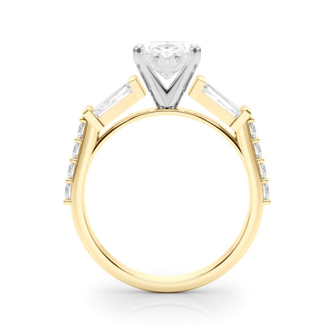 Yellow gold Oval Solitaire Baguette Side Stone Channel Set Engagement Ring