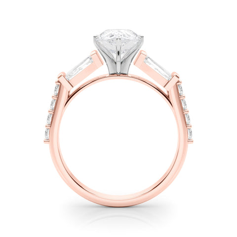Rose gold Pear Solitaire Baguette Side Stone Channel Set Engagement Ring