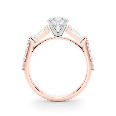 Rose gold Round Solitaire Baguette Side Stone Channel Set Engagement Ring