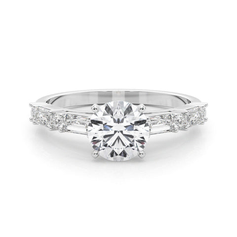White gold Heart Solitaire with Side Baguettes and Channel Set Band
