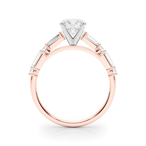 Rose gold Round Solitaire with Side Baguettes and Channel Set Band
