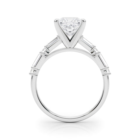 White gold Princess Solitaire with Side Baguettes and Channel Set Band