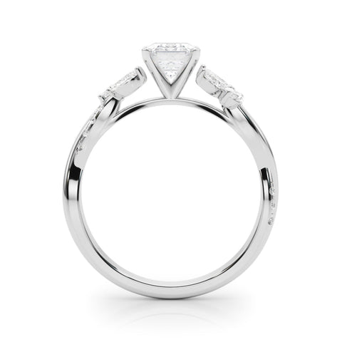 Platinum Radiant Diamond Floral Vine Solitaire Engagement Ring
