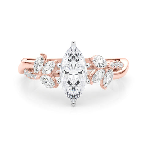 Rose gold Marquise Diamond Floral Vine Solitaire Engagement Ring