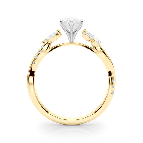 Yellow gold Marquise Diamond Floral Vine Solitaire Engagement Ring