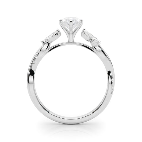 Platinum Marquise Diamond Floral Vine Solitaire Engagement Ring